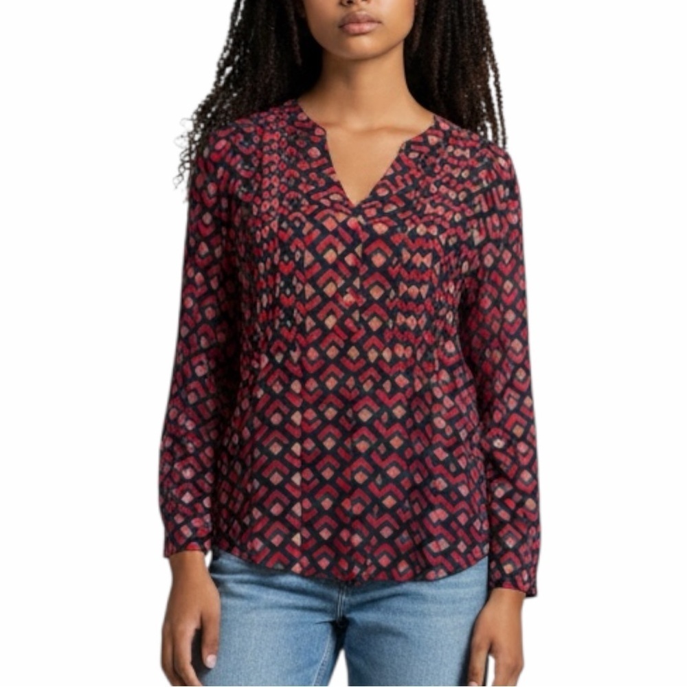 Terra & Sky Red and Black Geometric Blouse OX 14W